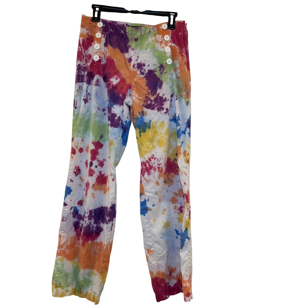 Talbots Tie Dye Pants Women 6 Multicolor Excellent Sailor High Rise Straight Leg